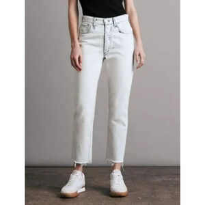 Rag & Bone Women’s Nina High Rise Ankle Cigarette Jeans – White & Blue – Size 28
